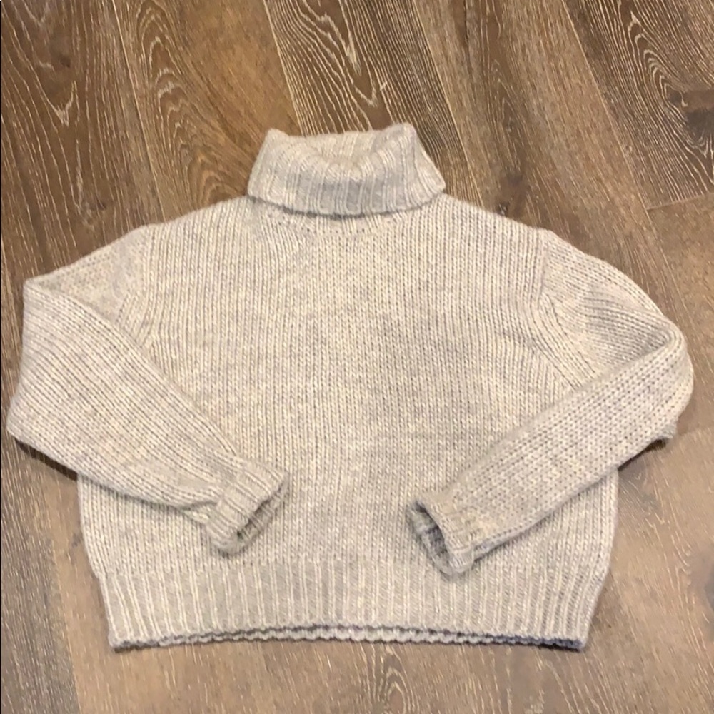 J Crew women’s large cowl neck wool sweater grey